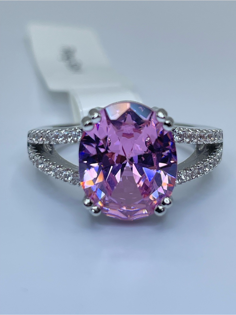 Swarovski Crystal Elements Pink Crystal Oval Cut Statement Ring Size 6 Bridal